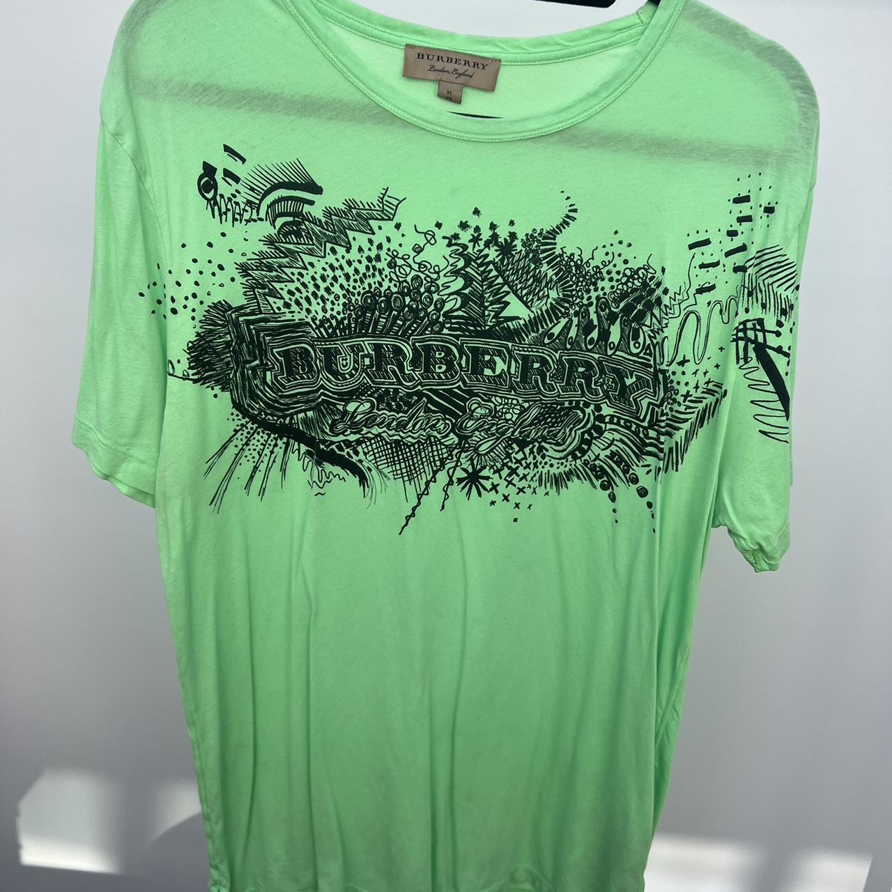 Burberry neon green t shirt xl Worn once great. Depop