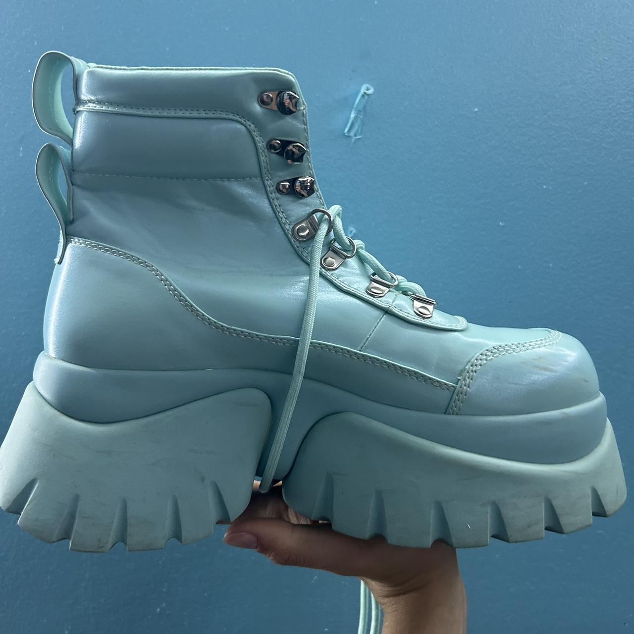 Blue Holographic/Sparkly Platform Boots, They