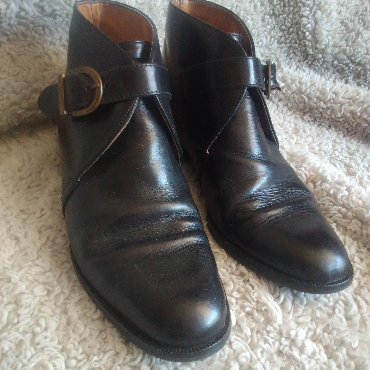 Etienne Aigner black leather ankle boots 6M... - Depop