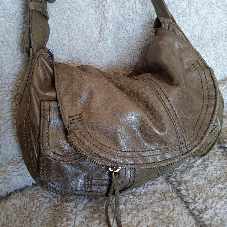 AWESOME OLIVE GREEN BIG LEATHER LUCKY BRAND BAG PURSE