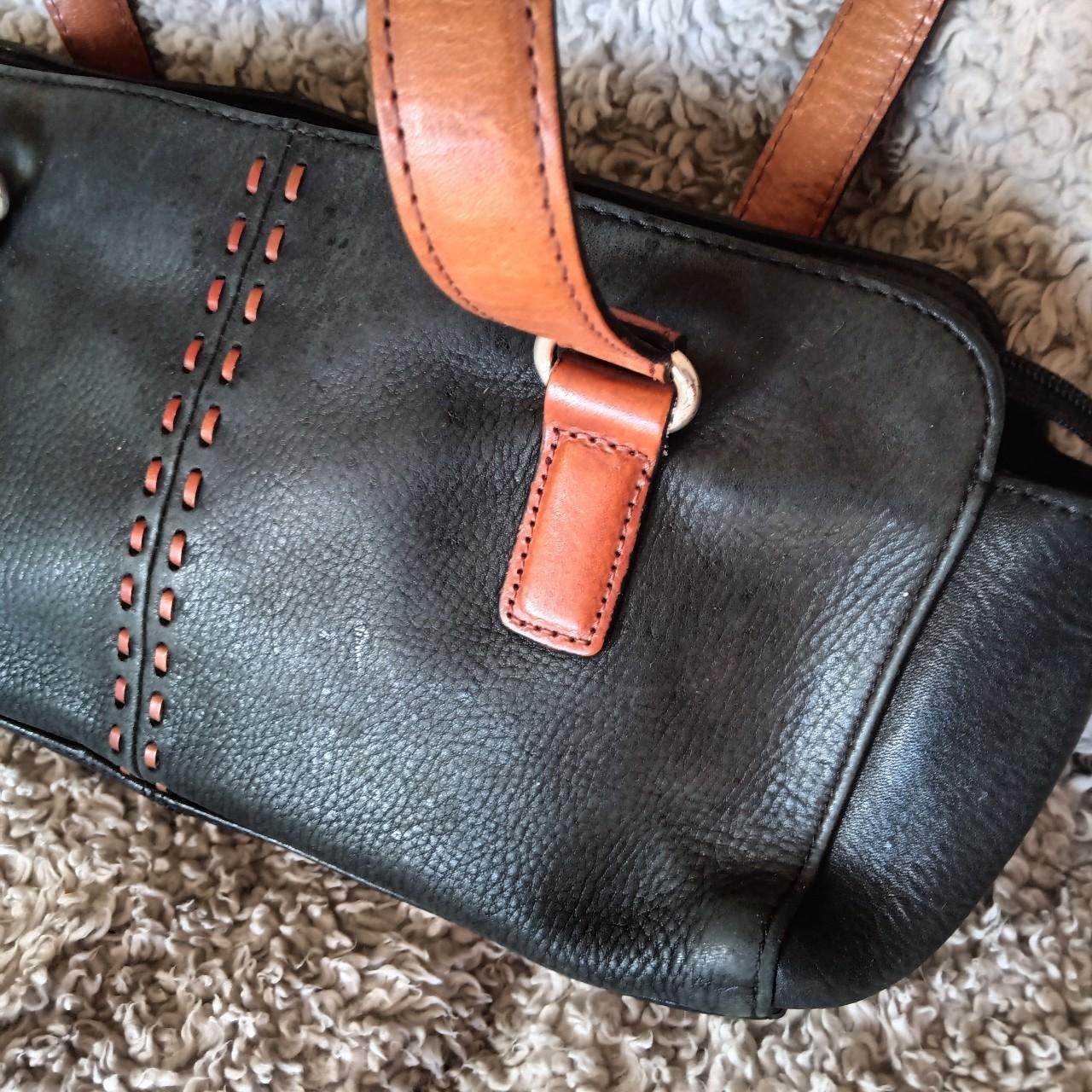 Fossil black & brown leather shoulder bag Y2K | Depop