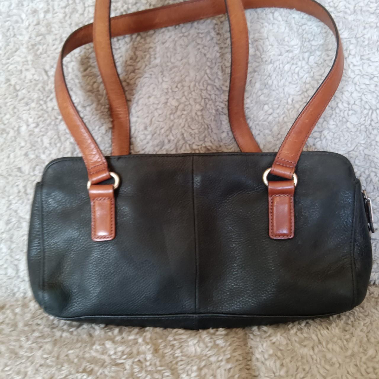Fossil black & brown leather shoulder bag Y2K | Depop
