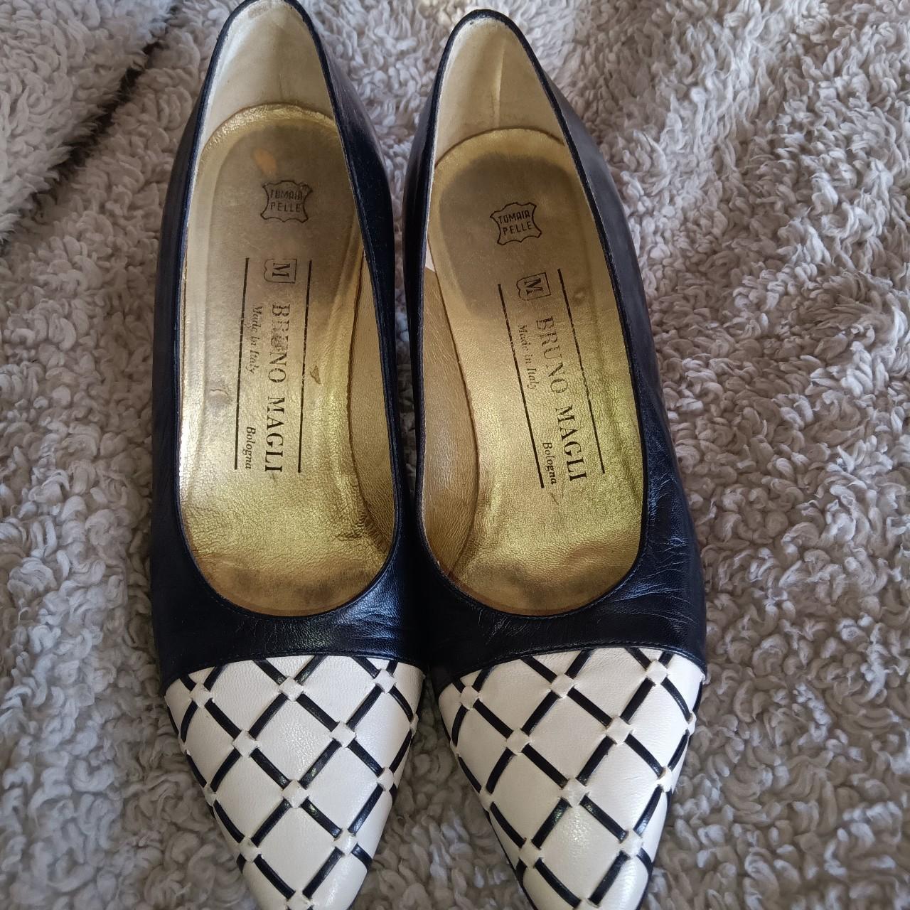 Bruno Magli Bologna Leather Heels black and white Depop