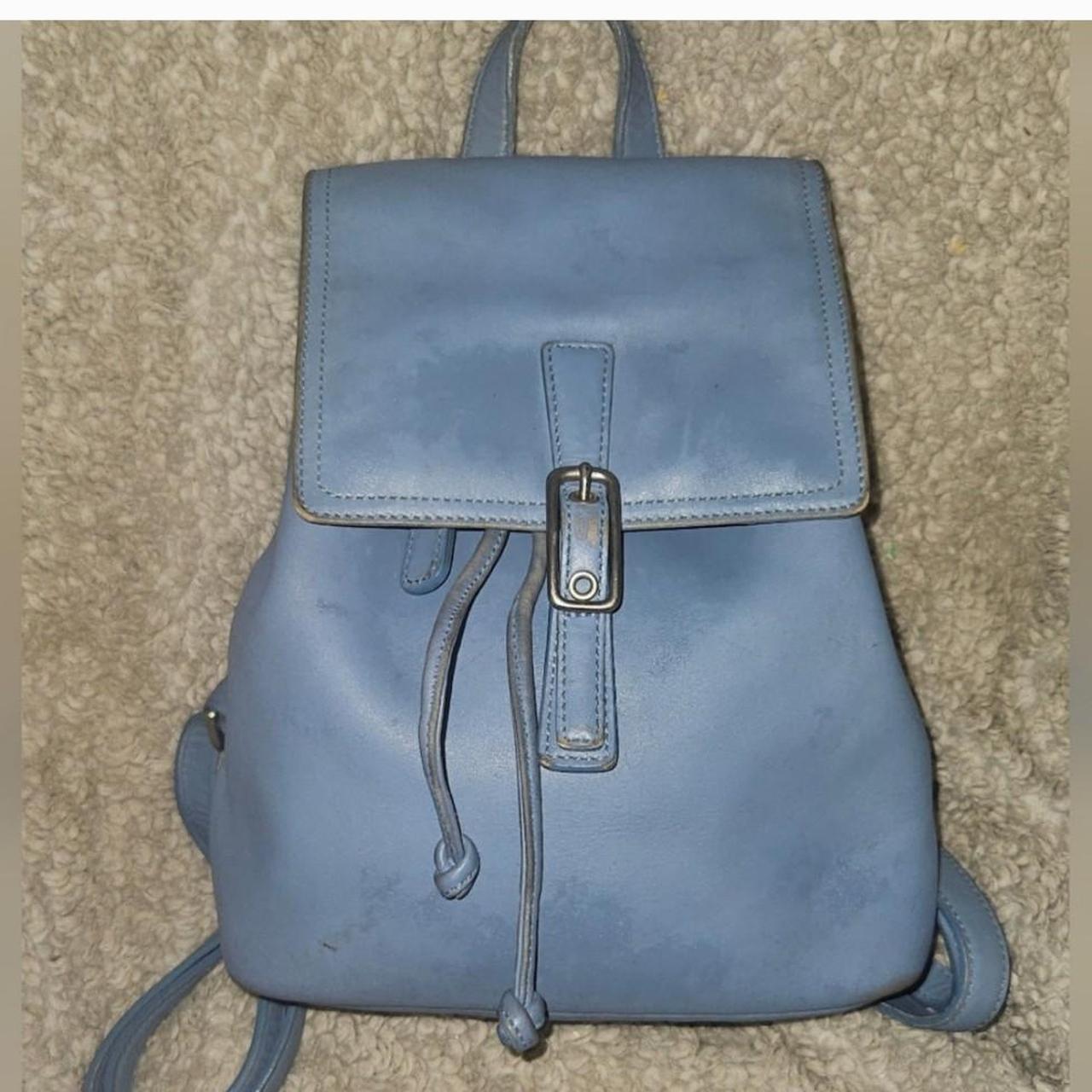 y2k Coach Legacy Bakcpack Blue leather drawstring | Depop