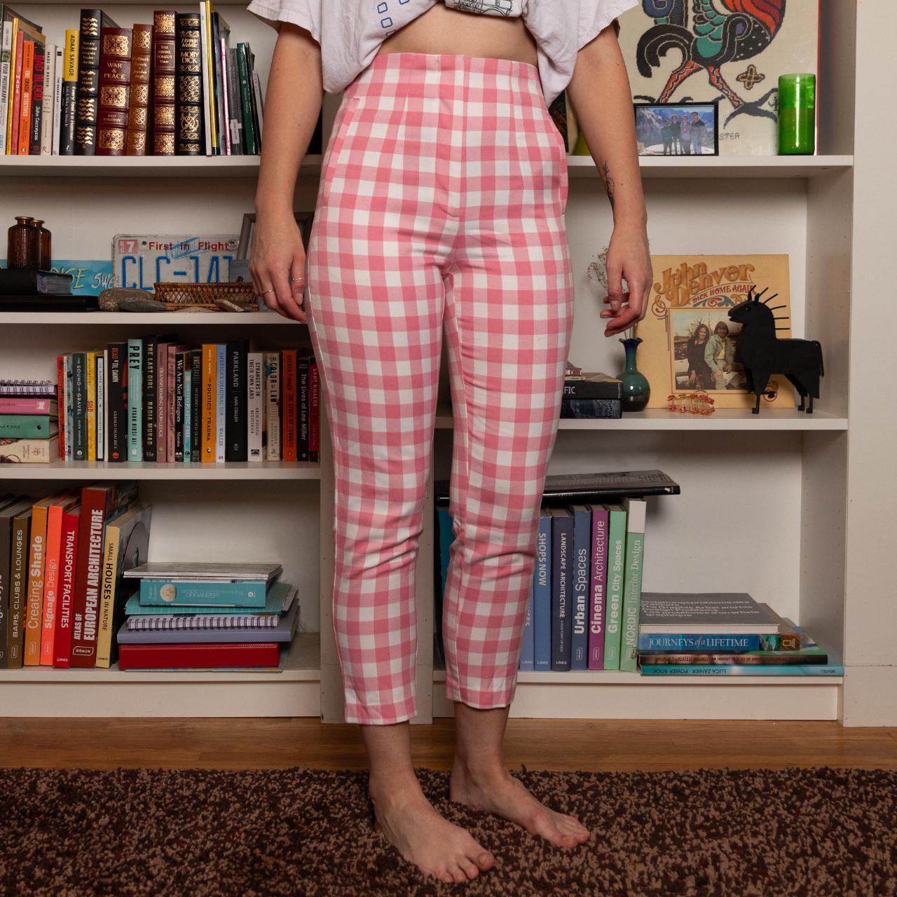 Zara Pink Plaid Pants Depop