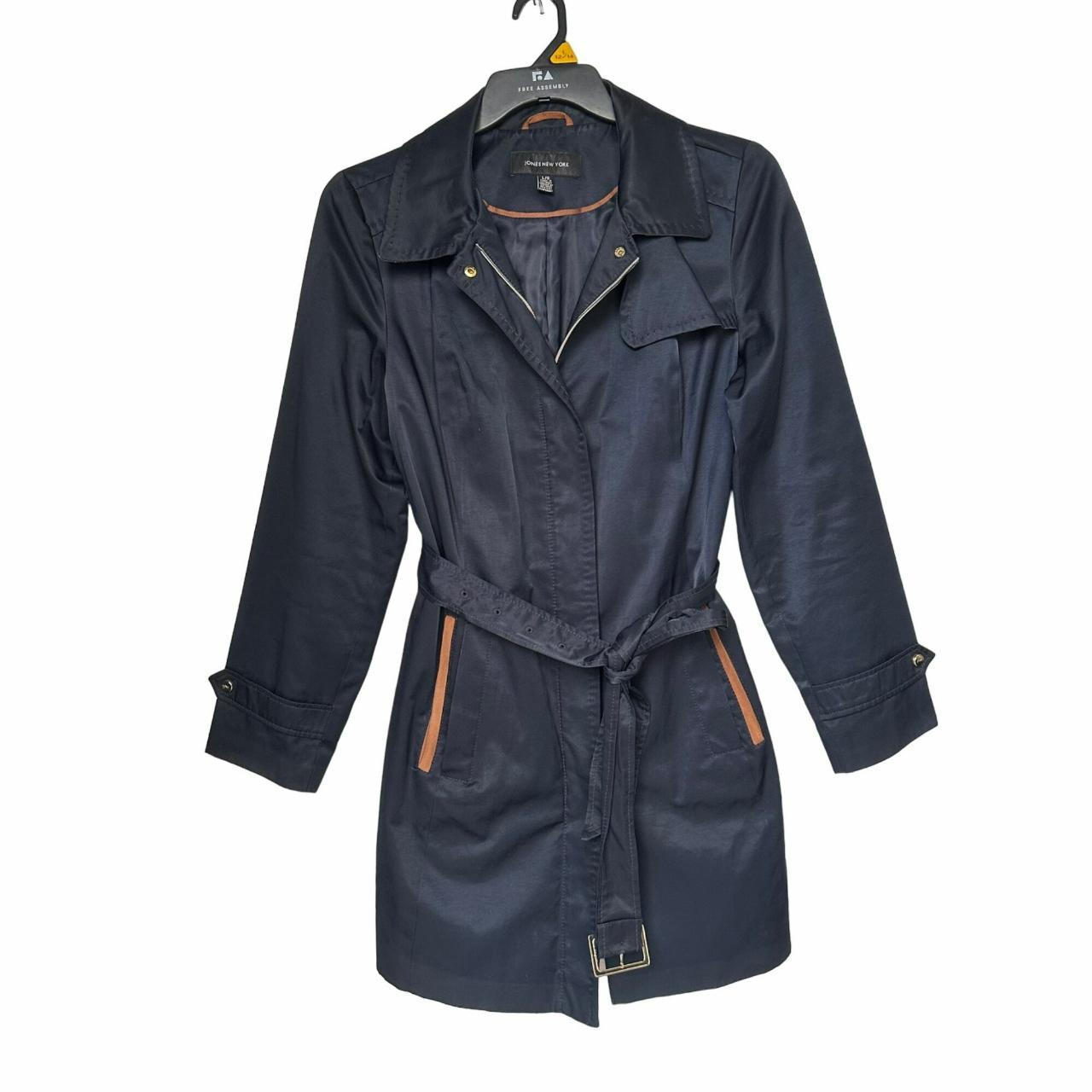 Sz M Womens Jones New York Hooded Trench Coat Mid...