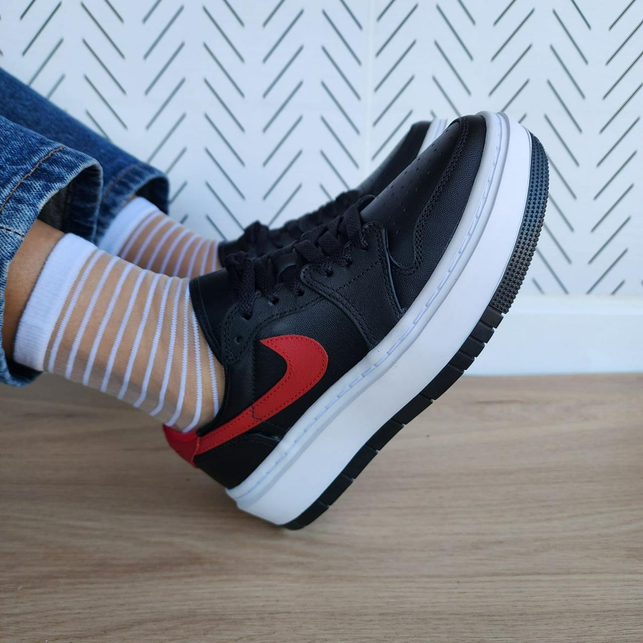 🤩NEW Sz 8.5 Air Jordan 1 Elevate Low Black Red - Depop