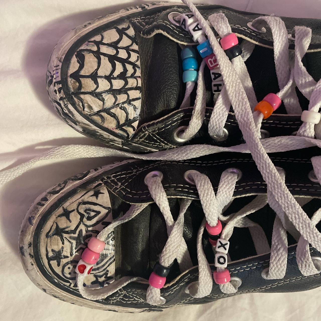 Emo kandi converse size 8 womens drew on them they... - Depop