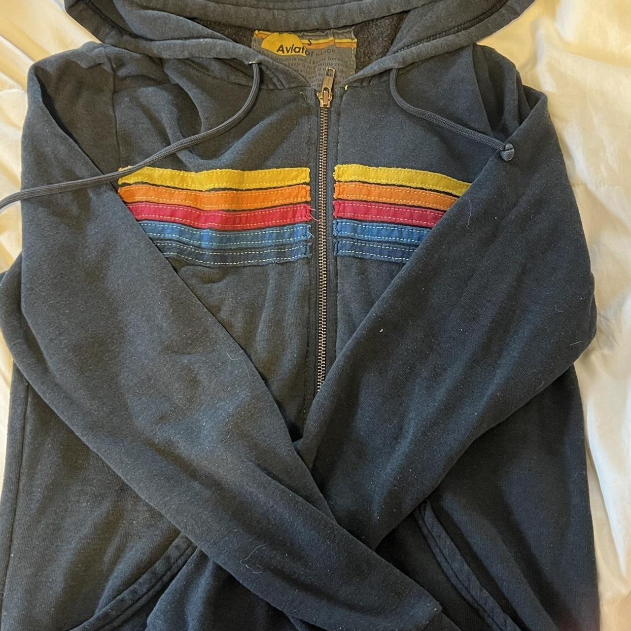  Aviator Nation Zip up!💘 charcoal with stripes Depop
