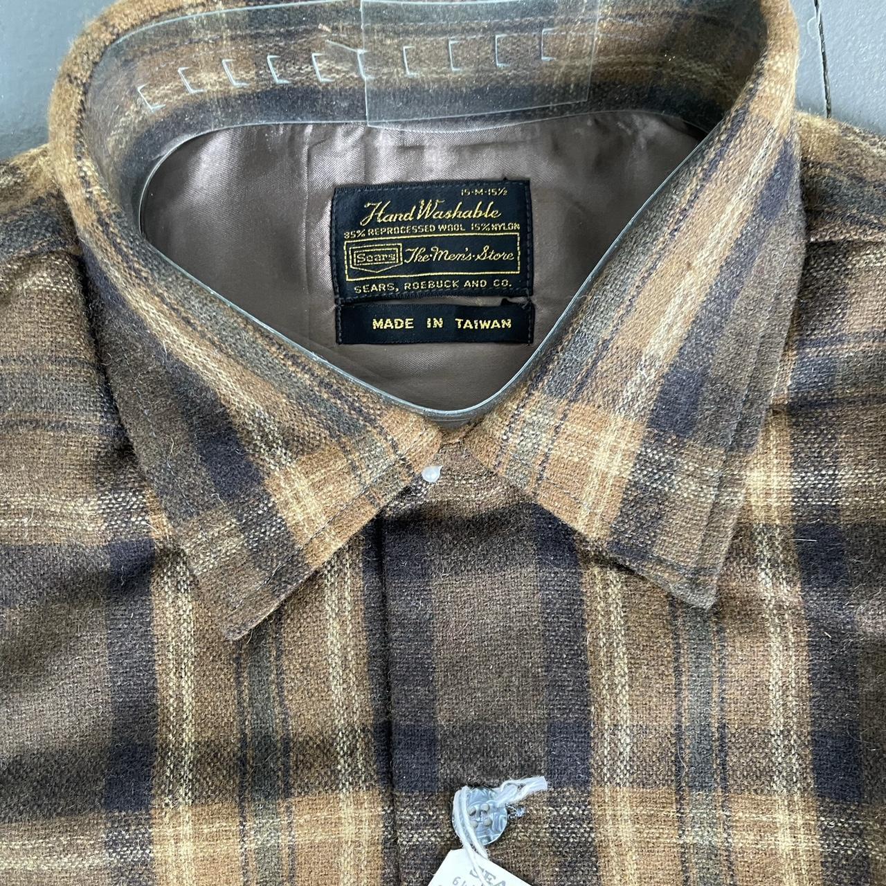 Vintage 1990s Sears Reprocessed Wool Plaid Flannel Button Up Shirt / 1990s Button Up / Vintage Flannel / 2024 Plaid Shirt / Button Down