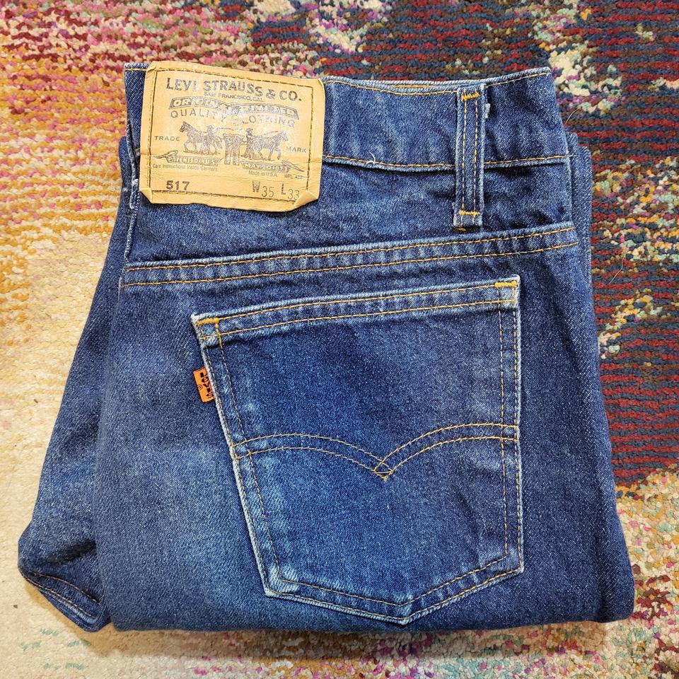 Vintage 517 Levis Jeans 1978 Boot cut Orange... - Depop