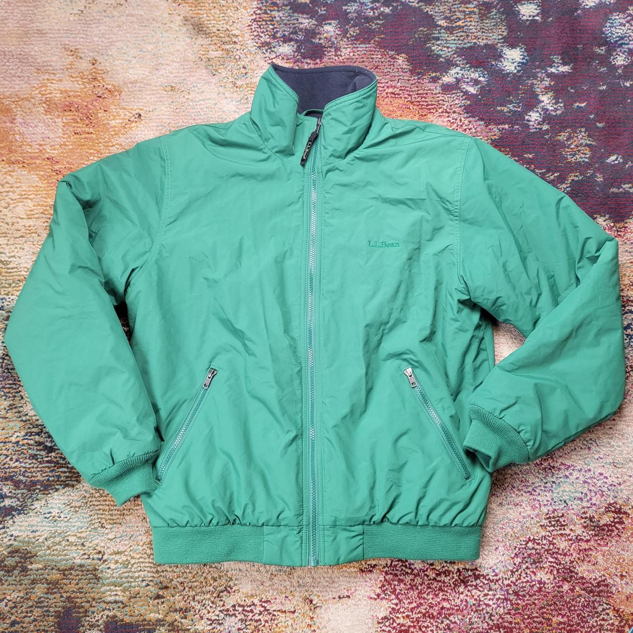 Vintage LL Bean Green Nylon Bomber Thinsulate Fleece... - Depop