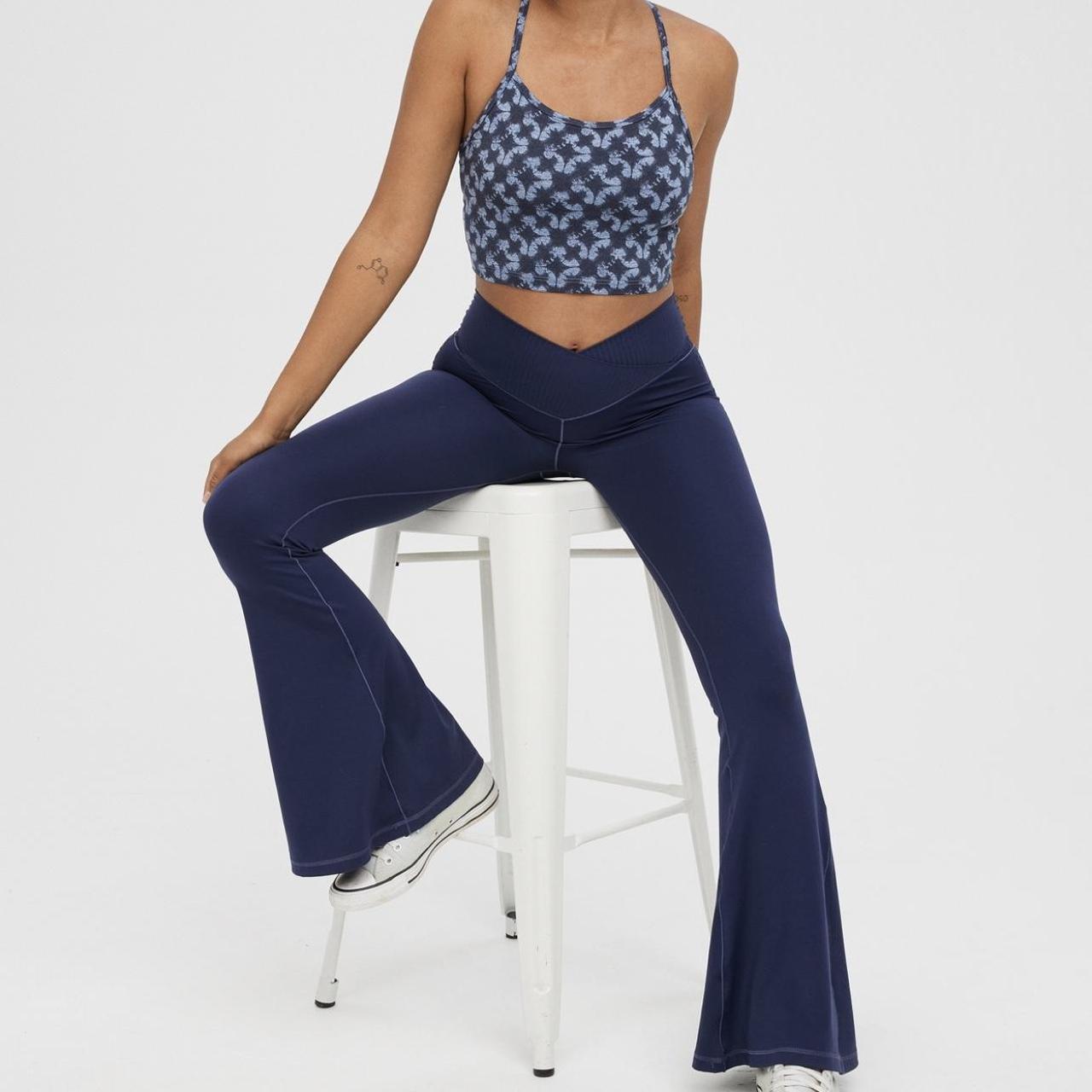 Aerie Super Flare Crossover Leggings in Navy. Only... Depop