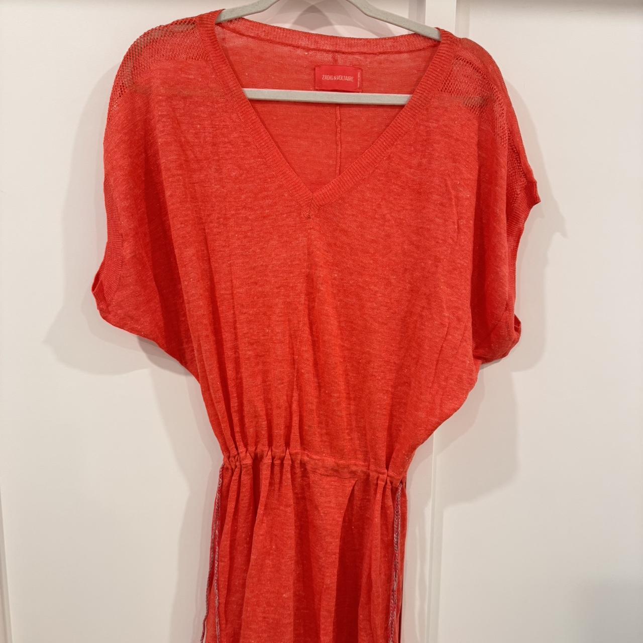 Zadig Voltaire Women's Dress Red/Orange M – Coral red linen