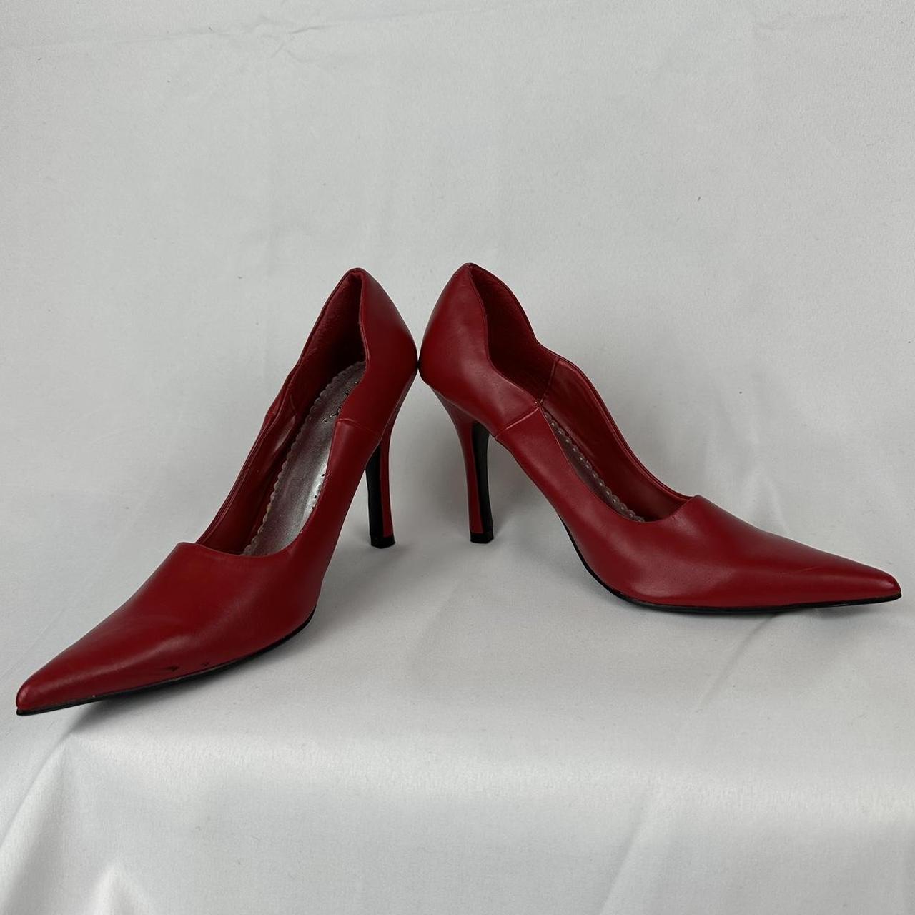 Early 2000’s red pointed toe heels Brand:... - Depop