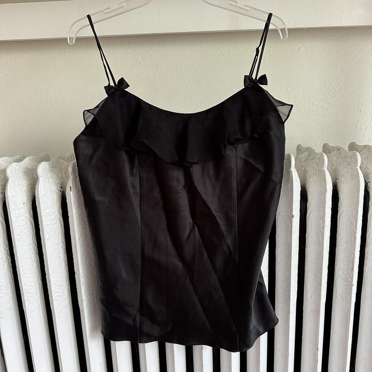 Anne Taylor Intimates black slip tank with bow... - Depop