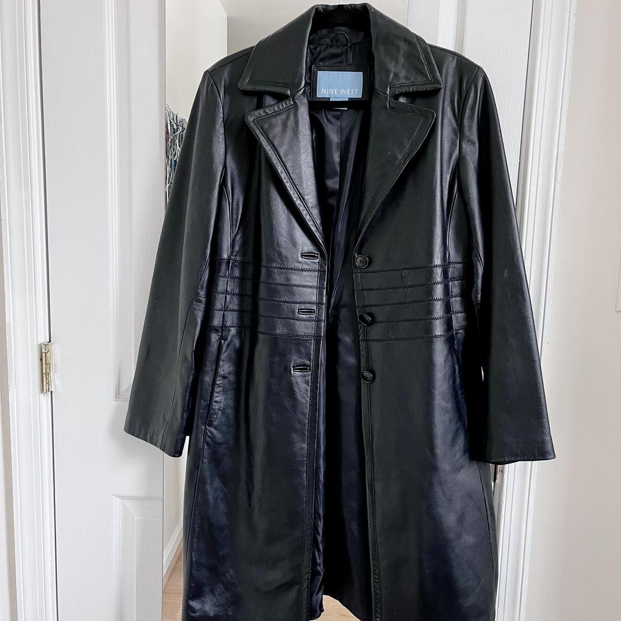 Perfect Nine West Leather Jacket Coat Amazing... - Depop