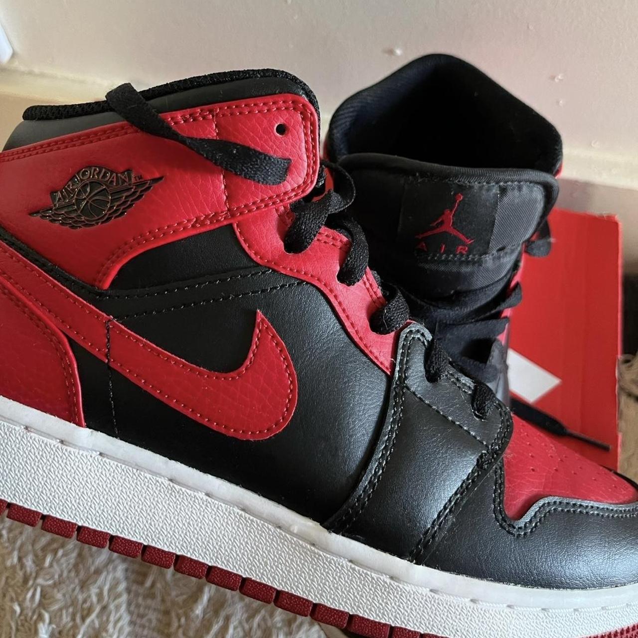 Black and red Air Jordans Mids Women's UK 6 US 8... - Depop