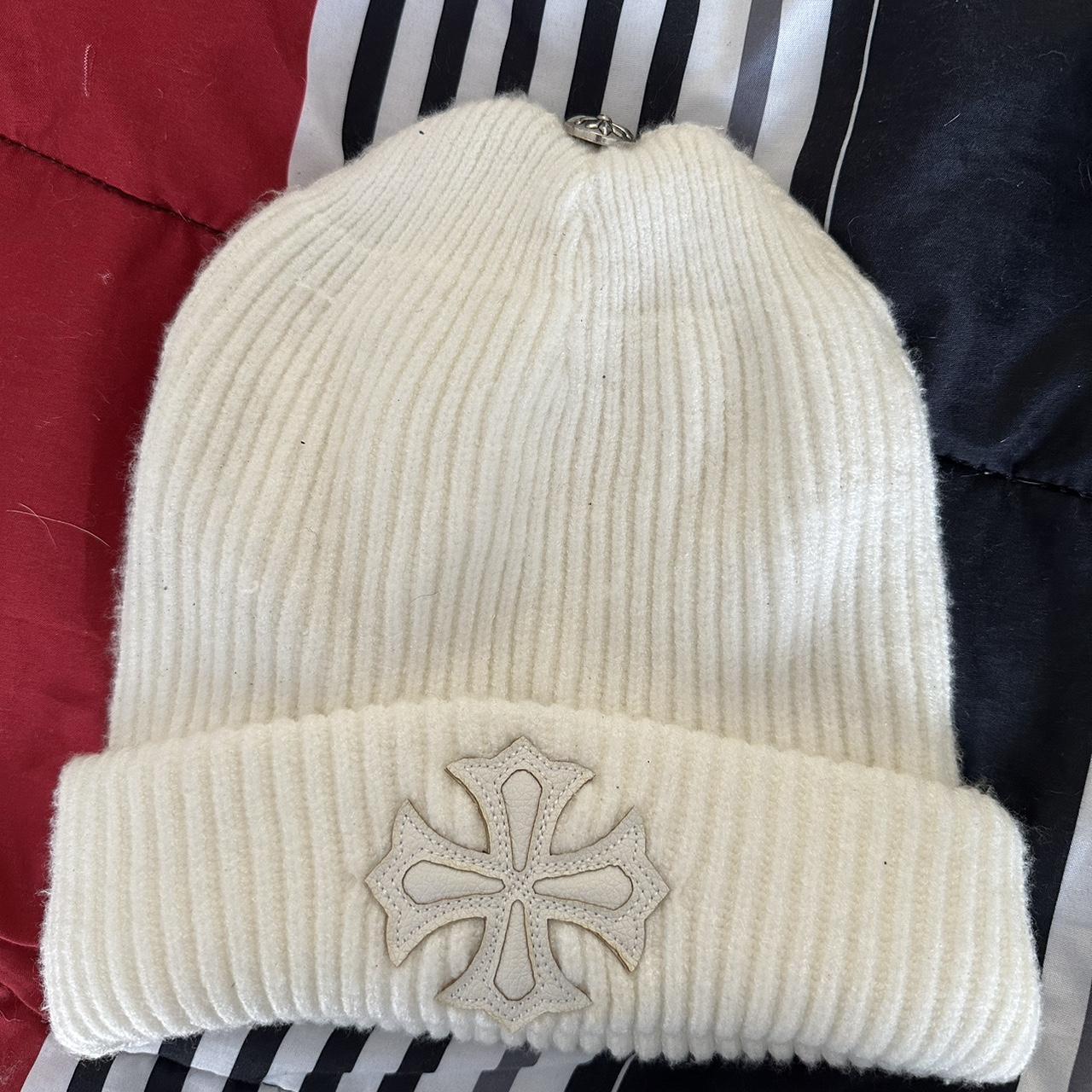 White Chrome Hearts beanie Open to any - Depop