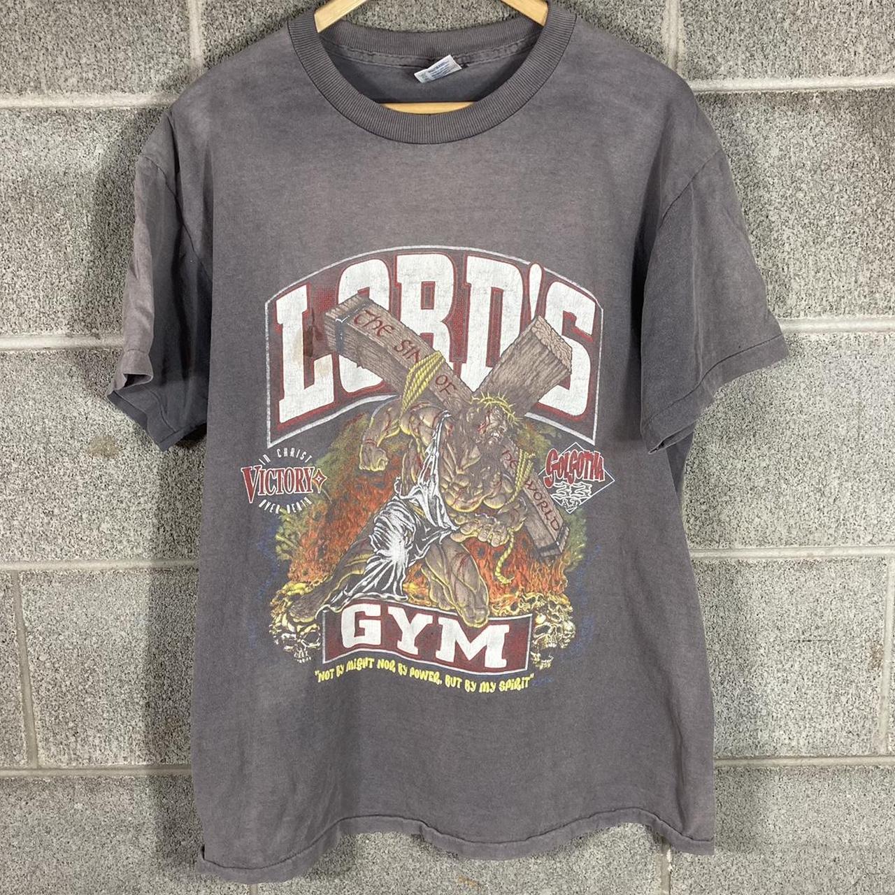 Vintage lords gym Jesus single stitch tshirt Size: L... - Depop