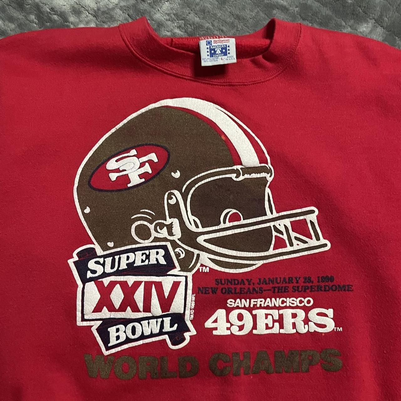 1990 49ers World Champs Crewneck 🏈 Pit to pit: 22’... - Depop