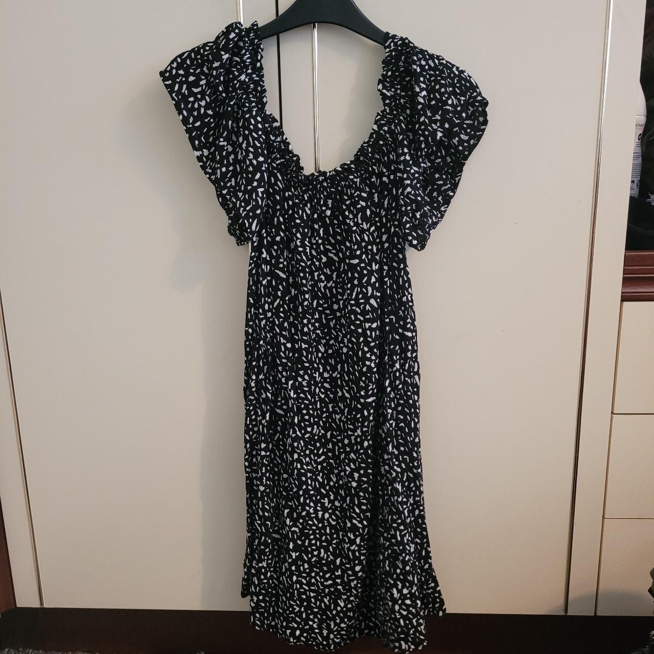 Primark Black & White Off Shoulder Summer Dress Size... - Depop