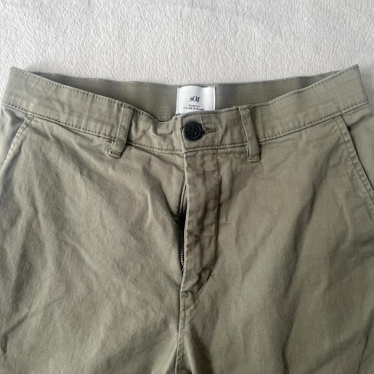 H&M Olive Green Slim Fit Chino Pants Size-... - Depop