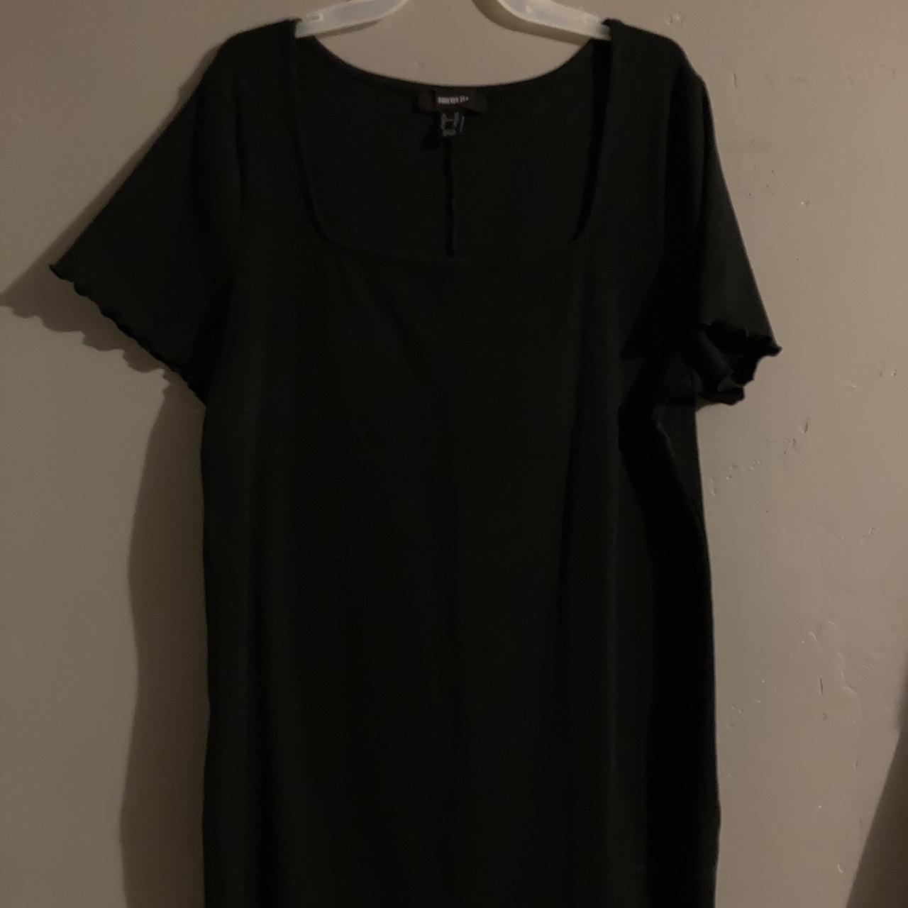 Square Neck Black Dress - Depop