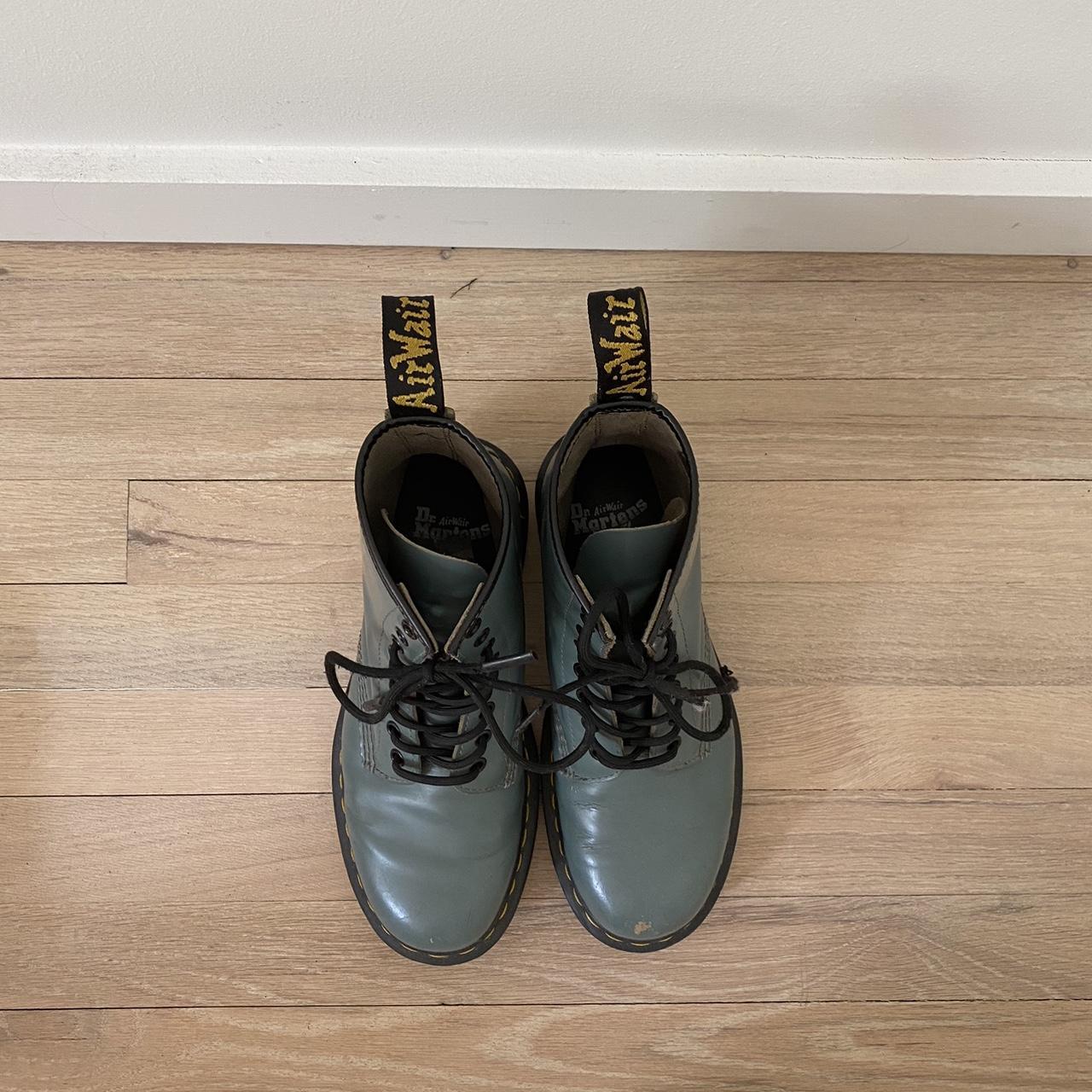 Pigeon blue dr martens boots. They have one scuff... - Depop