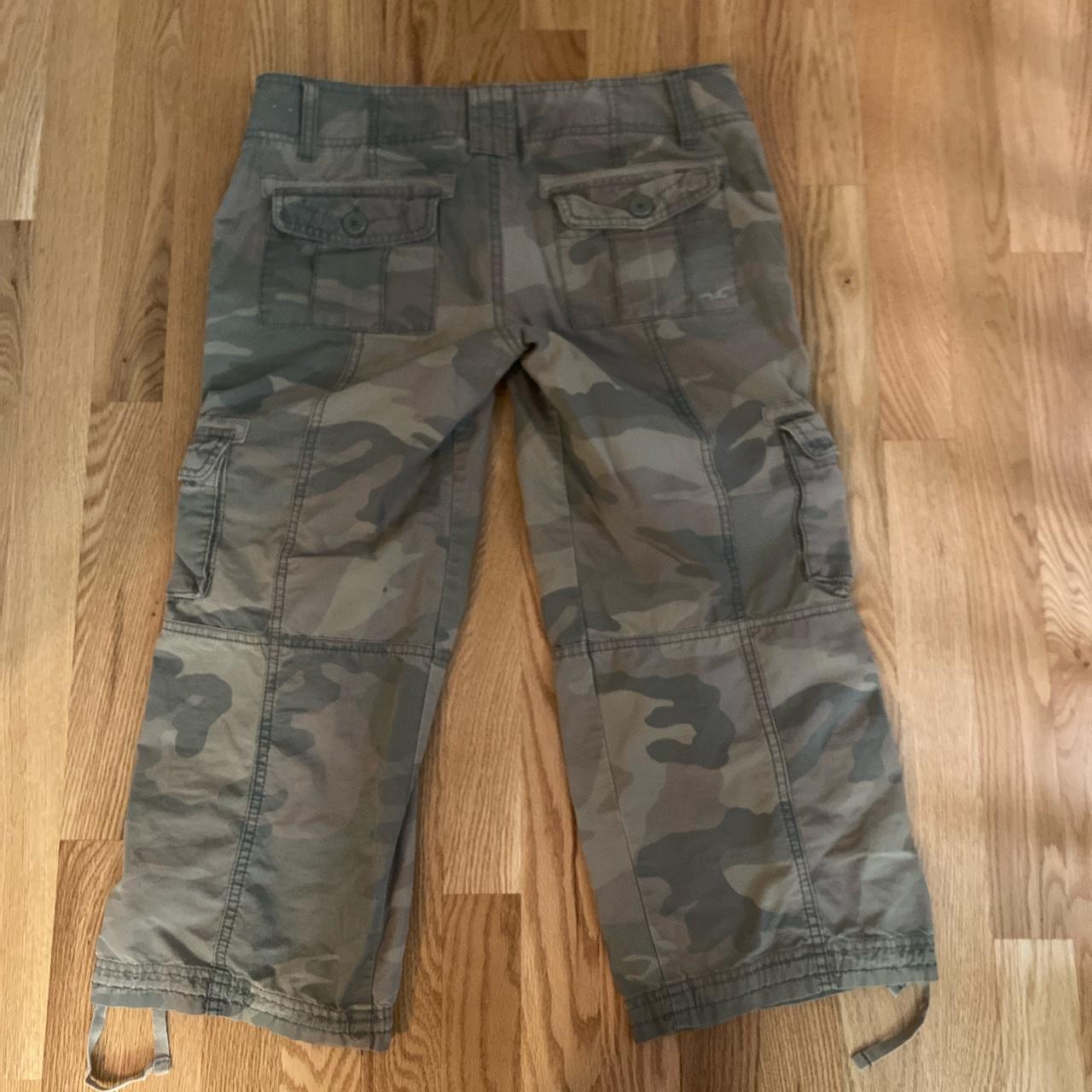 Low rise Y2K Hollister camo cargo capri pants Size... Depop