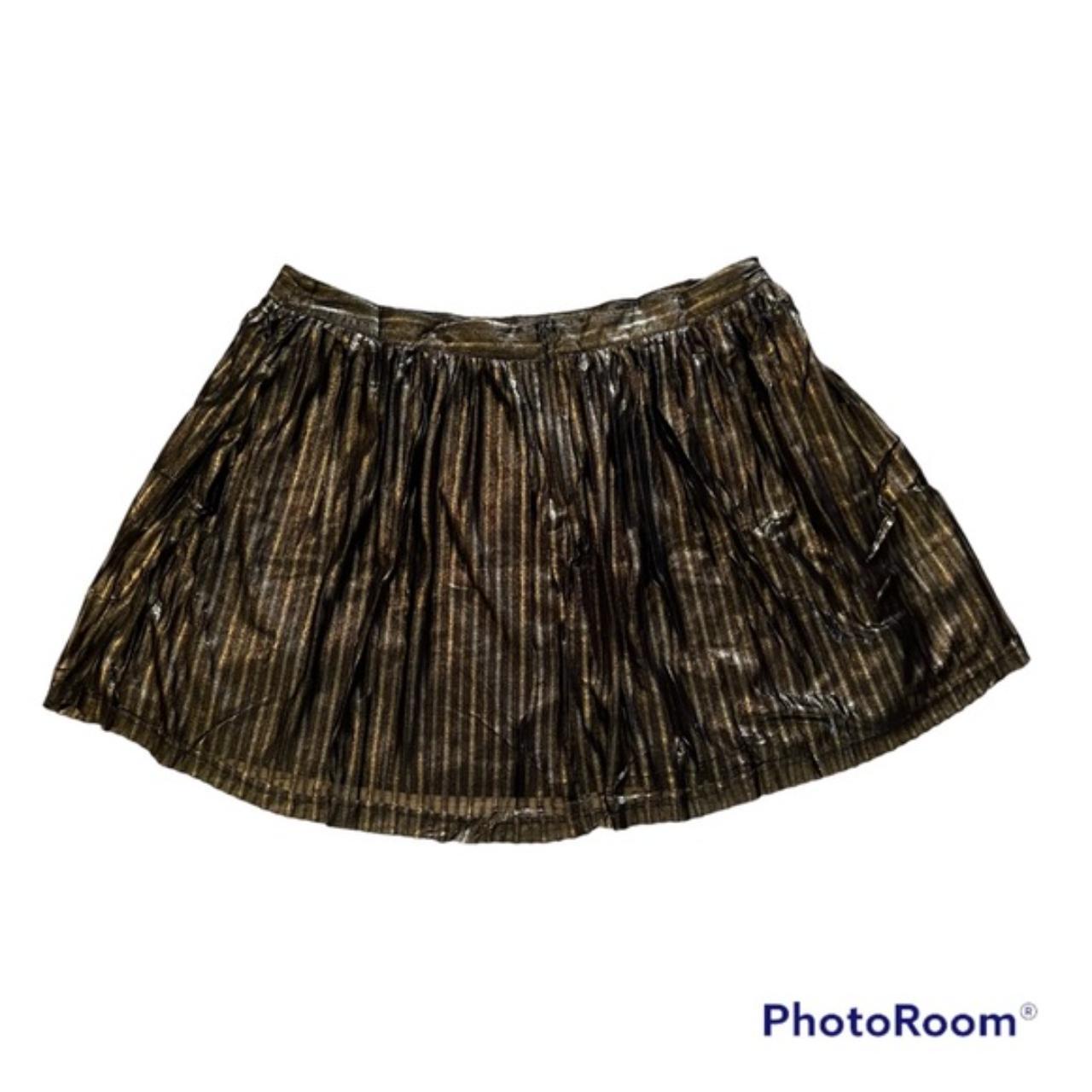 Metallic gold & black A line mini party skirt, fully... - Depop