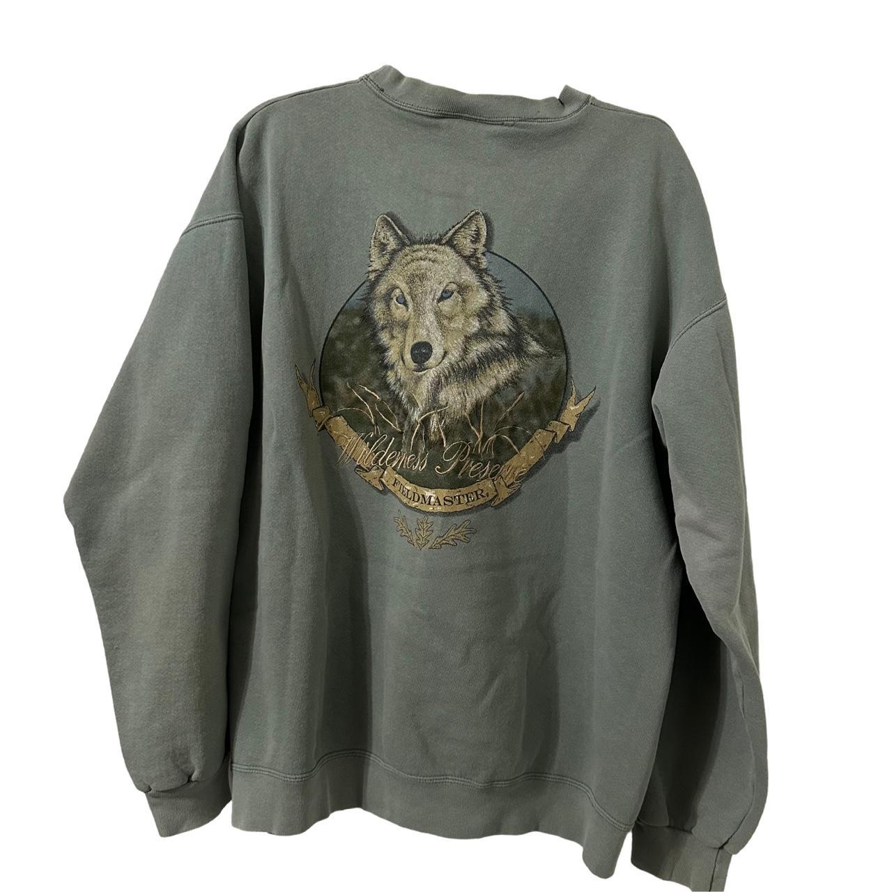 Wolf Men's Green Sweatshirt | Depop