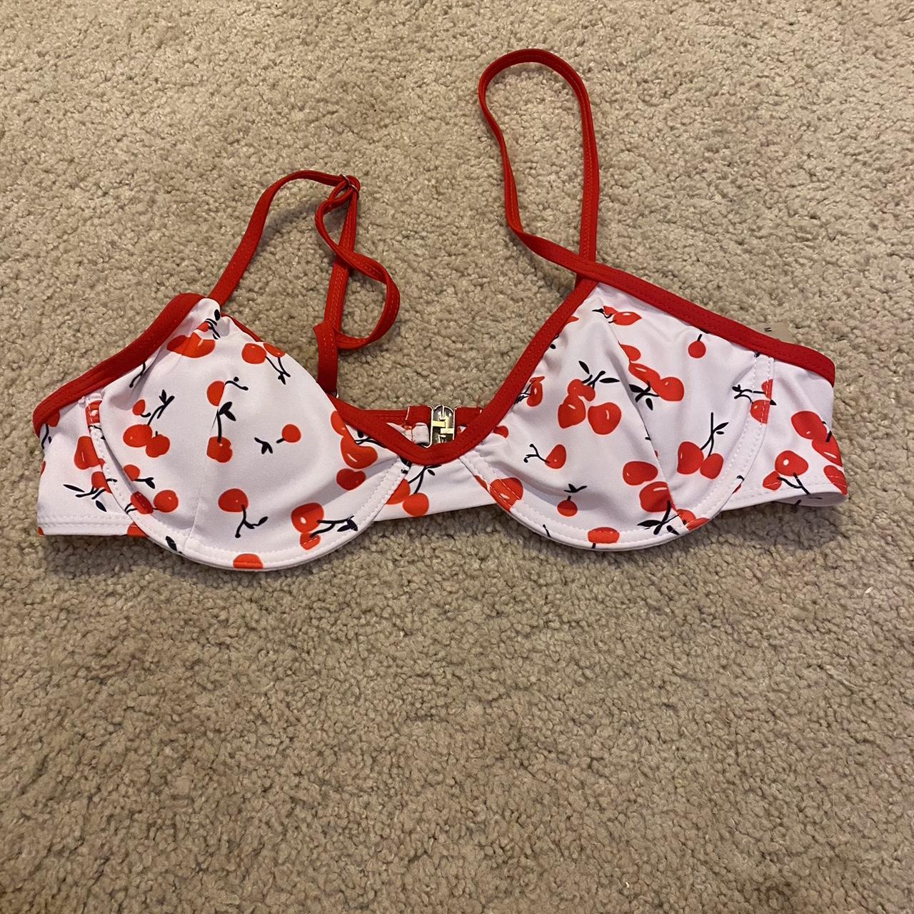 Cherry bikini top Shrub Size medium Never worn Depop