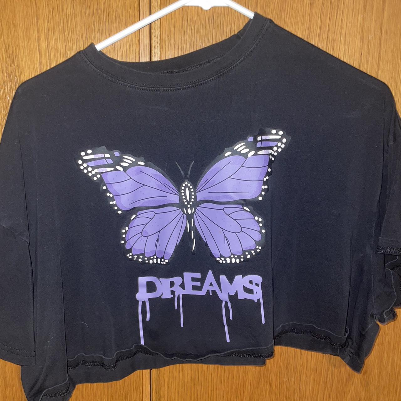 Women's Black and Purple Crop-top | Depop