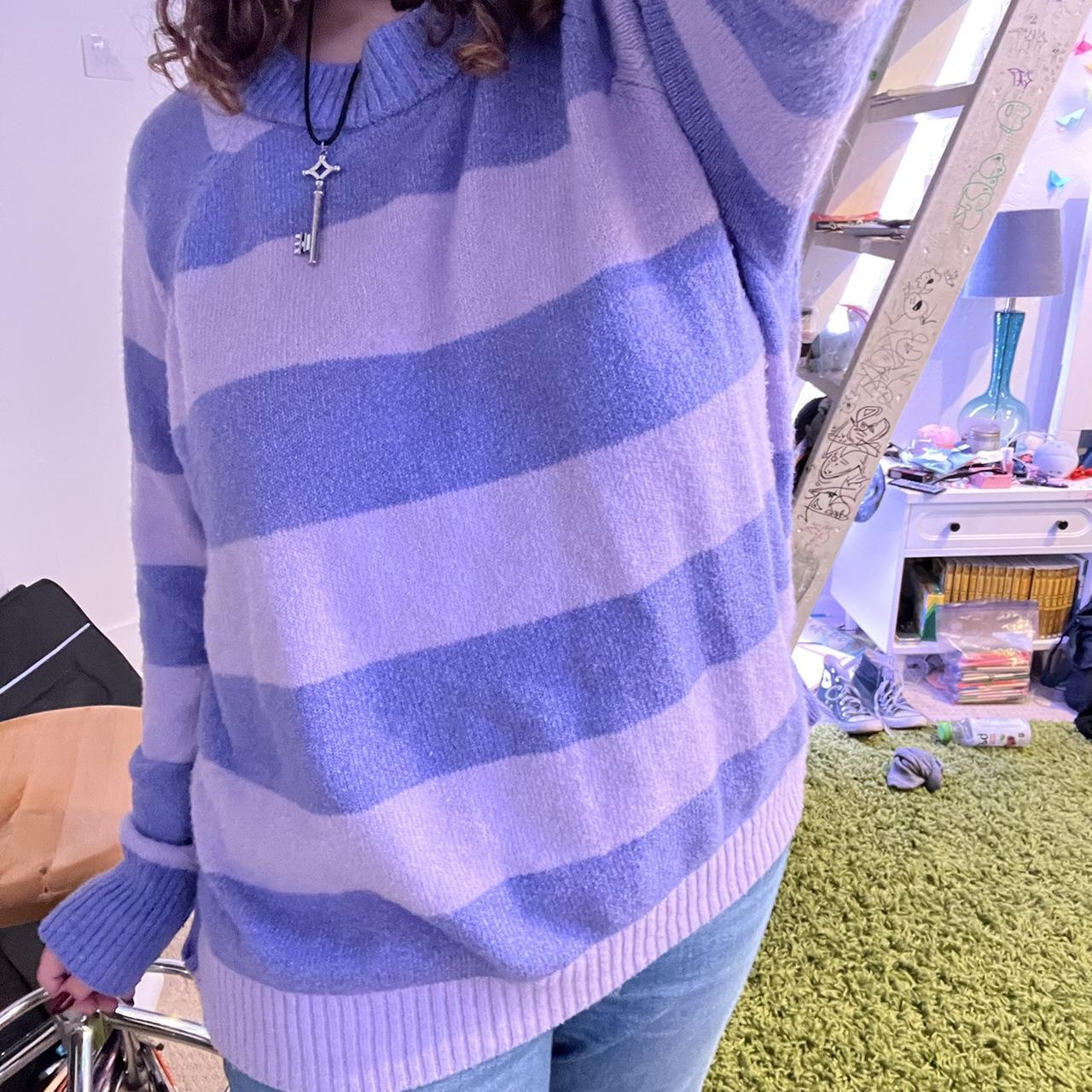 oversized purple striped sweater 💜 only wore this... - Depop