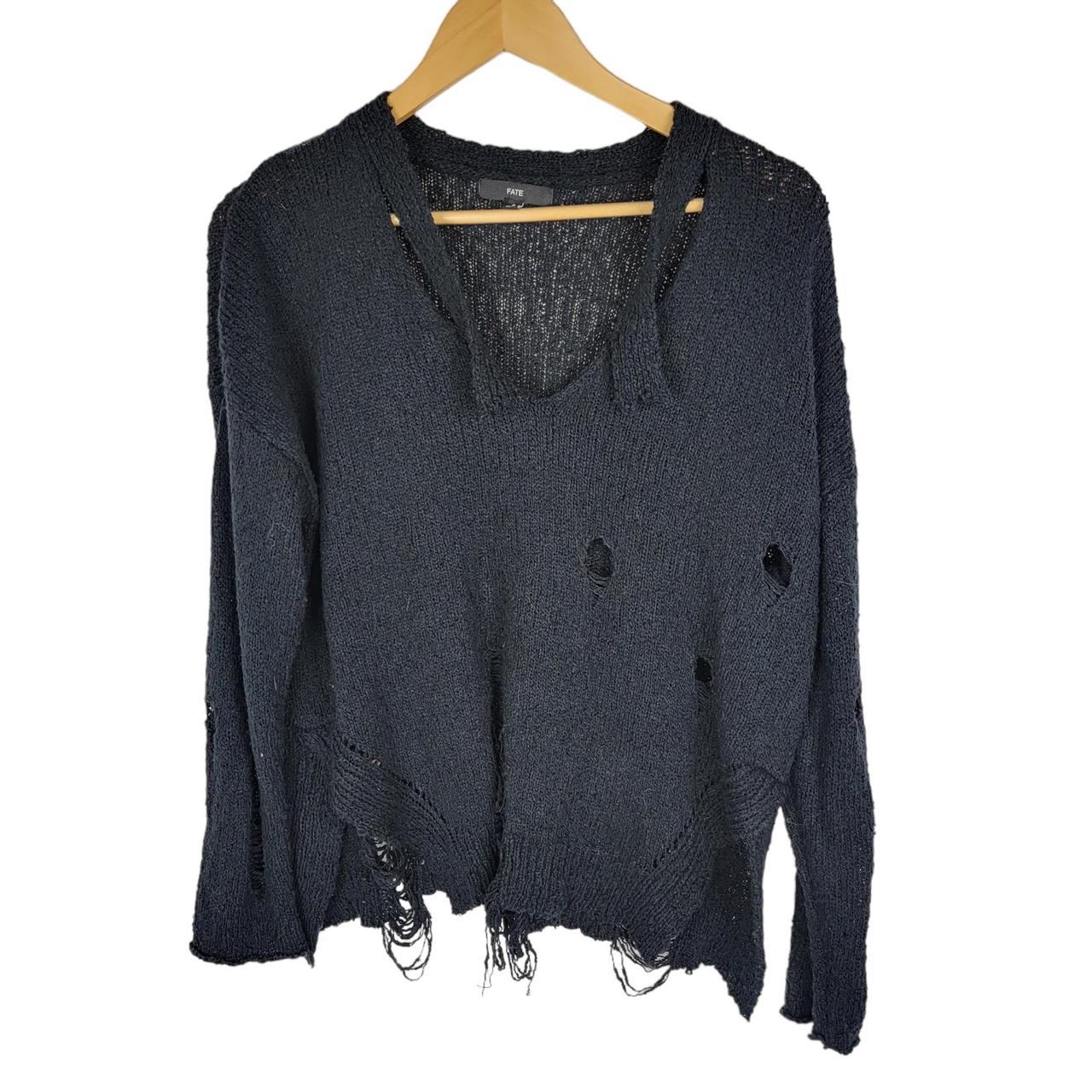 Fate Distressed Rockstar s Girlfriend Black Sweater