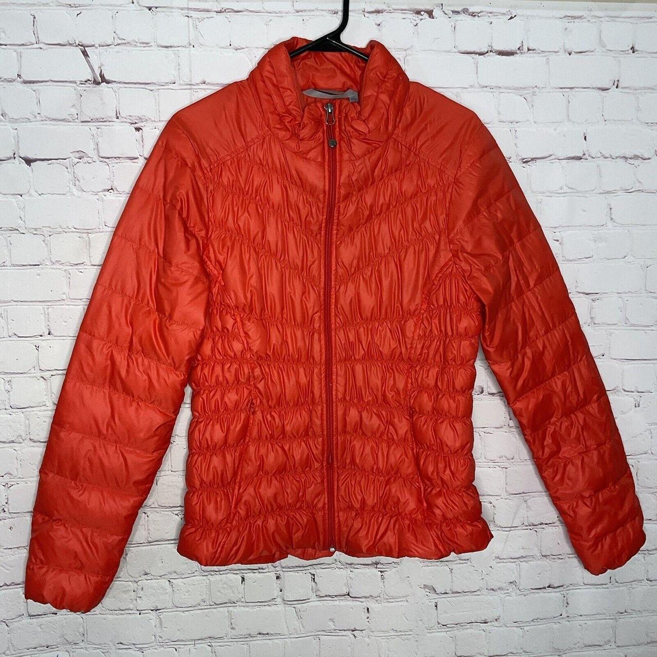 Athleta Red Goose Down Full Zip Puffer Jacket... Depop