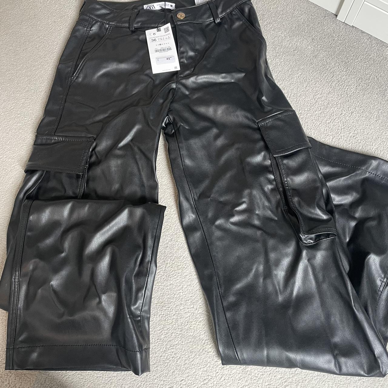 Leather flared zara pants Receipt expired Brand... - Depop