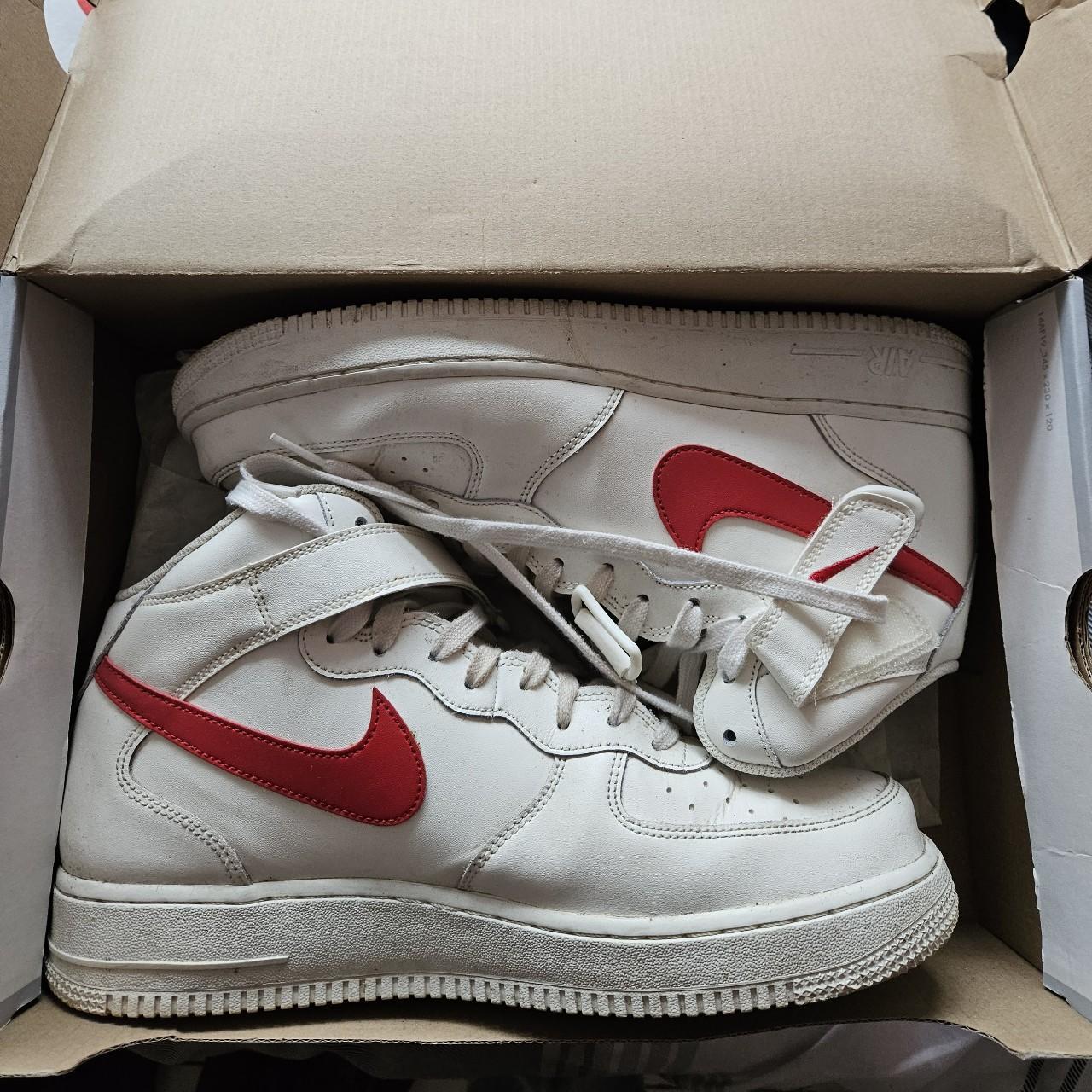 all red nike air force 1 high tops