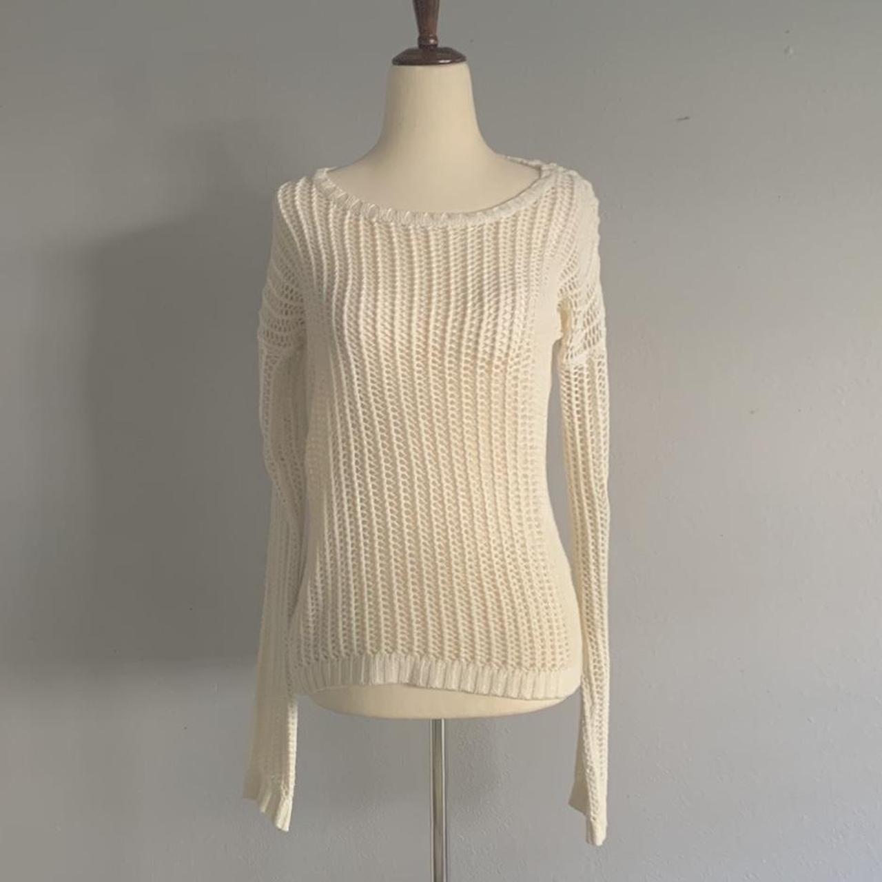 White/Cream Crochet See Through Sweater - - Size:... - Depop