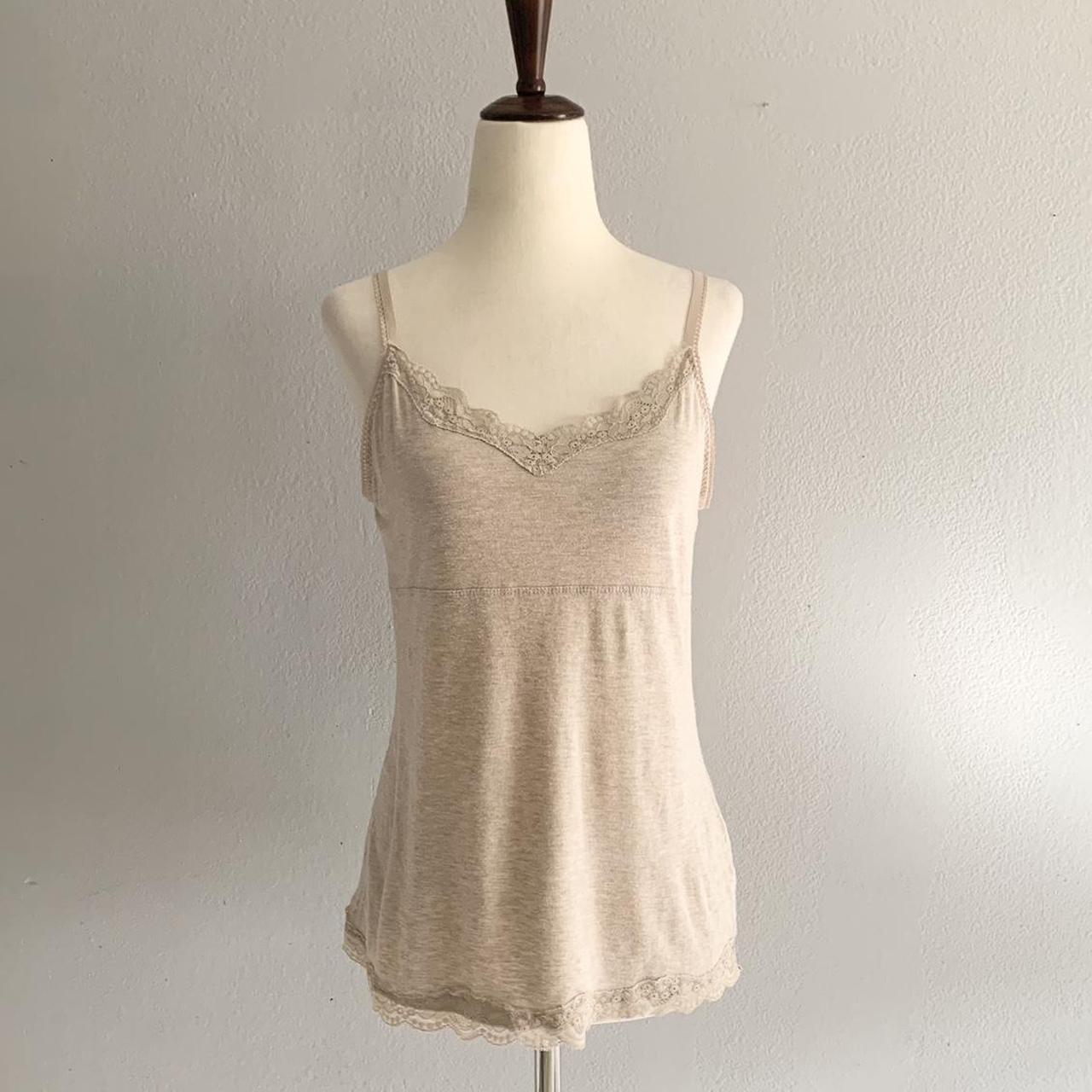Delicate Cream Floral Lace See-Through Cami Top - Depop