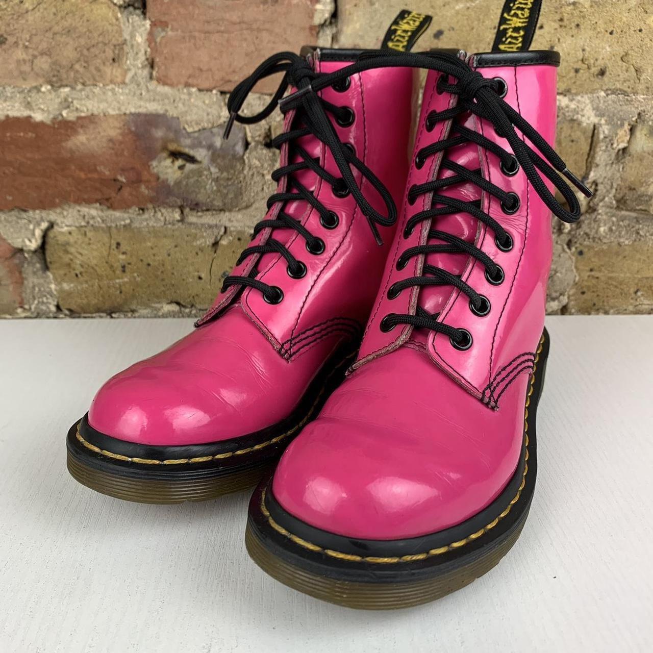 Pink patent leather doc martens best sale