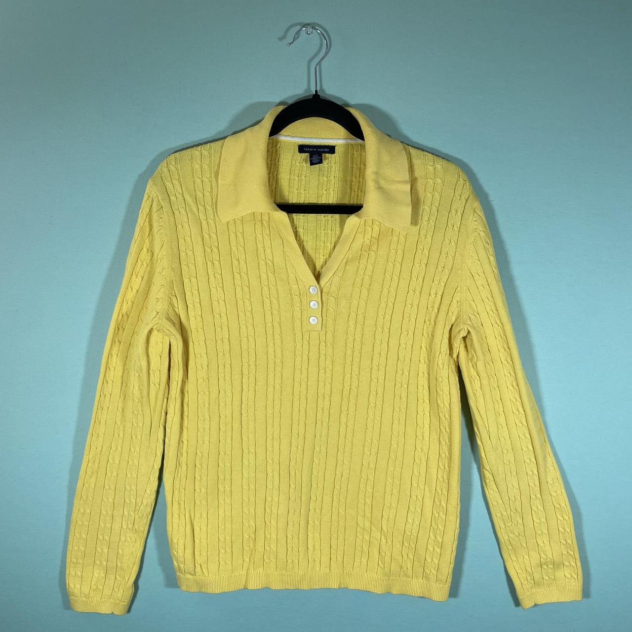 Tommy Hilfiger Women’s Pullover Yellow Sweater tag... - Depop
