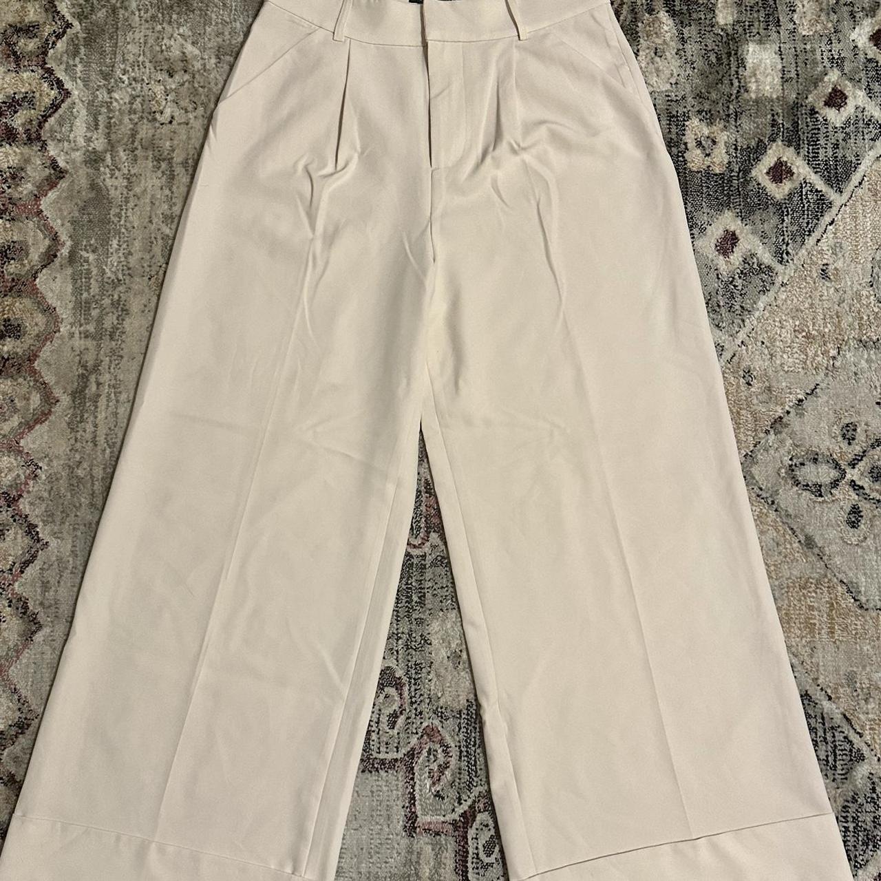 Boston Proper white wide leg pants. Slight staining... - Depop