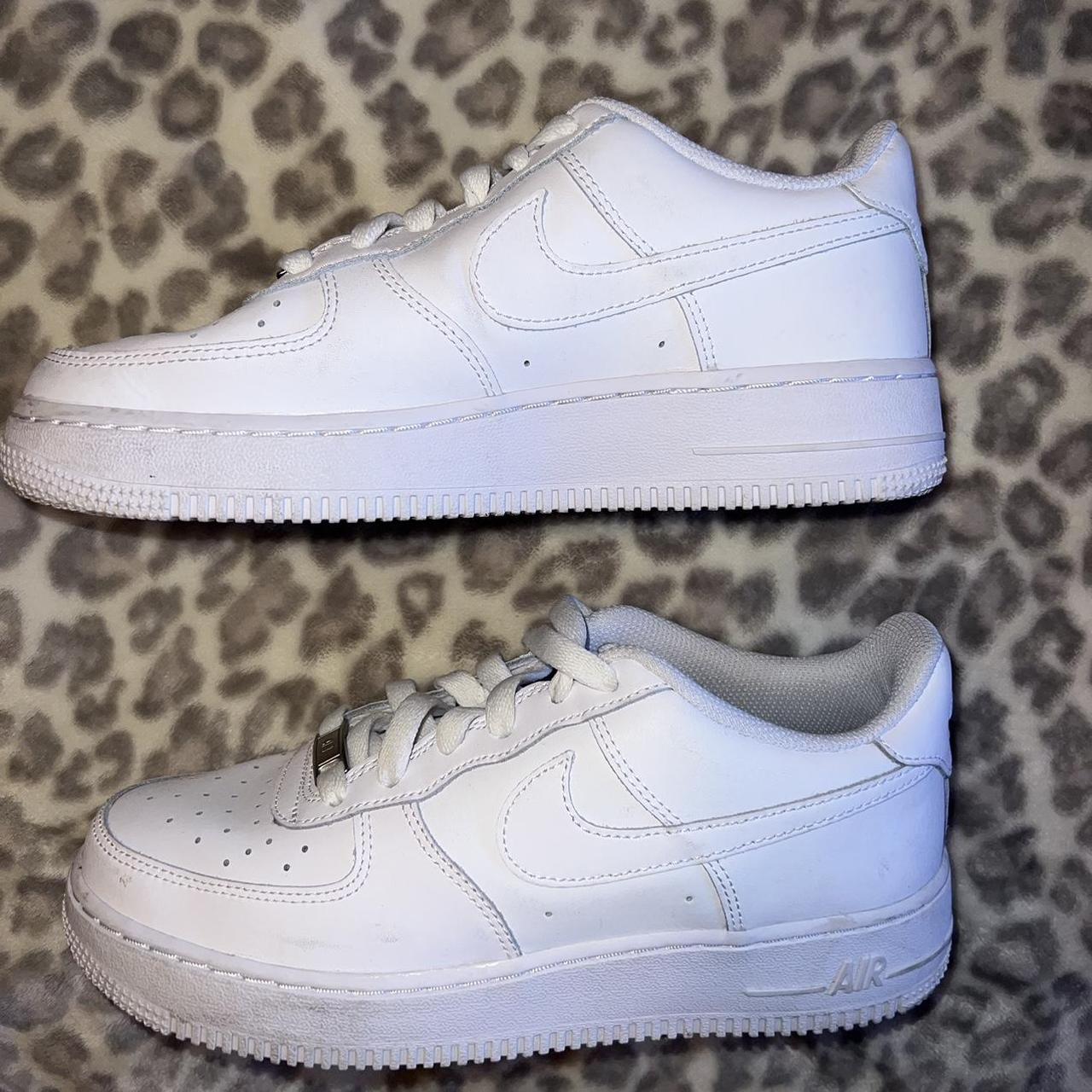 white nike air force ones size 6Y which fits a... - Depop