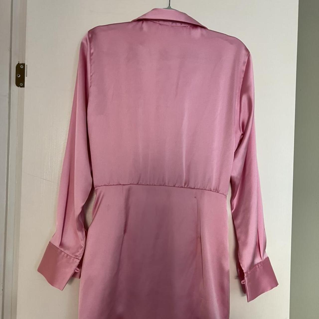 Zara pink satin short wrap dress bubblegum candy... - Depop