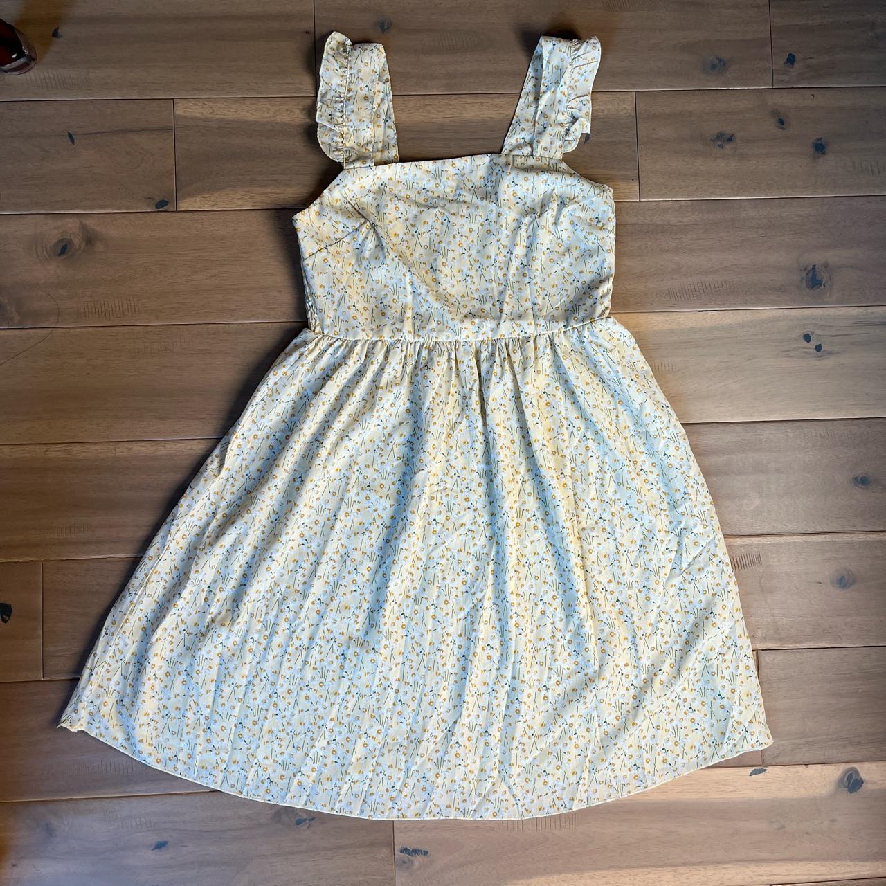 SHEIN Women's Yellow and White Dress | Depop