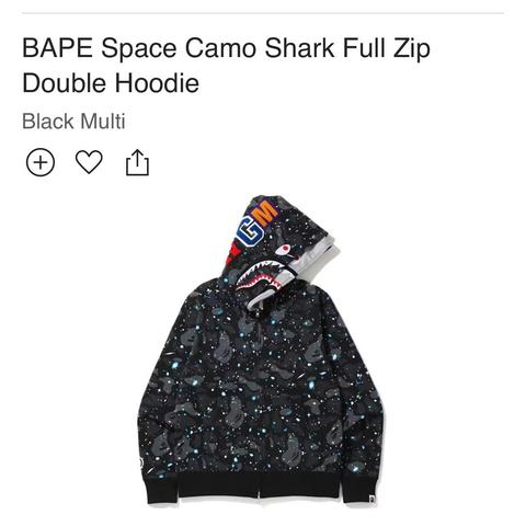 BAPE Space Camo Shark Full Zip Double Hoodie Black Multi Men's