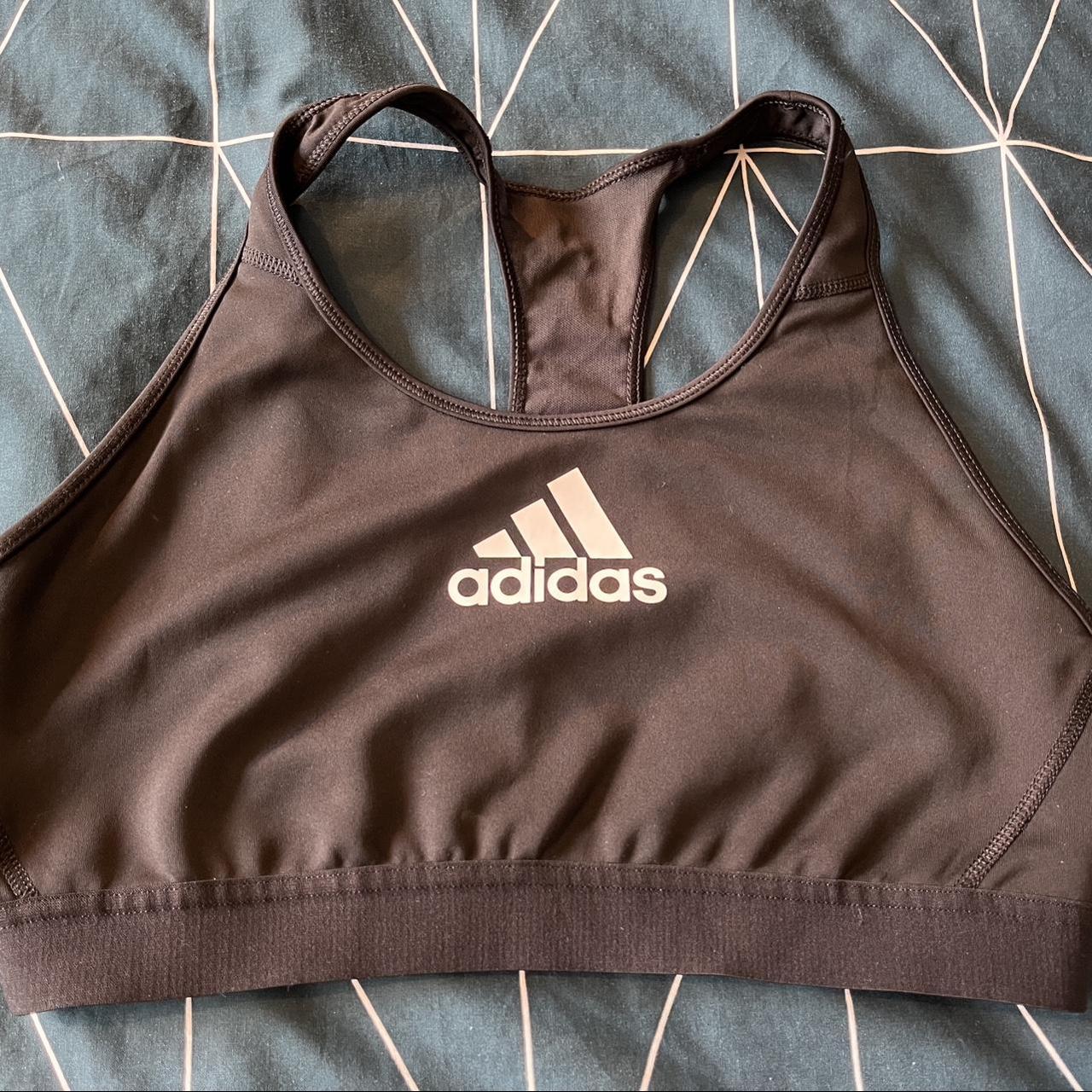 Adidas training mid support racer back sports bra in... - Depop