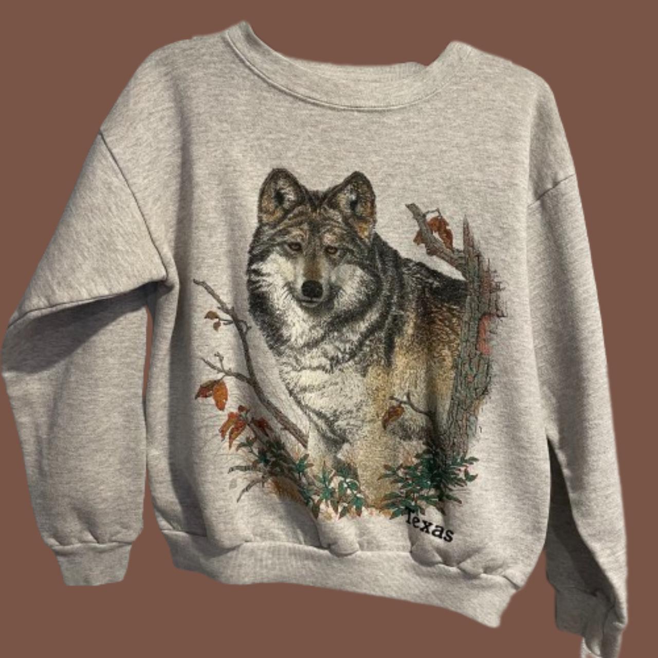 Grey Texas Wolf sweatshirt vintage 100% cotton... - Depop